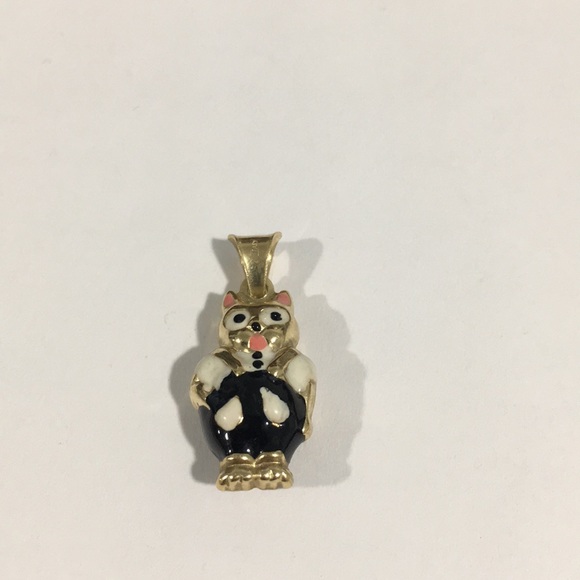14k Yellow Gold 3D Cat 🐱 Charm With Enamel